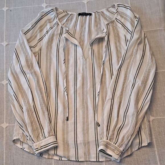 Maven West Striped 100% Cotton Peasant Blouse – XS - Picture 7 of 8